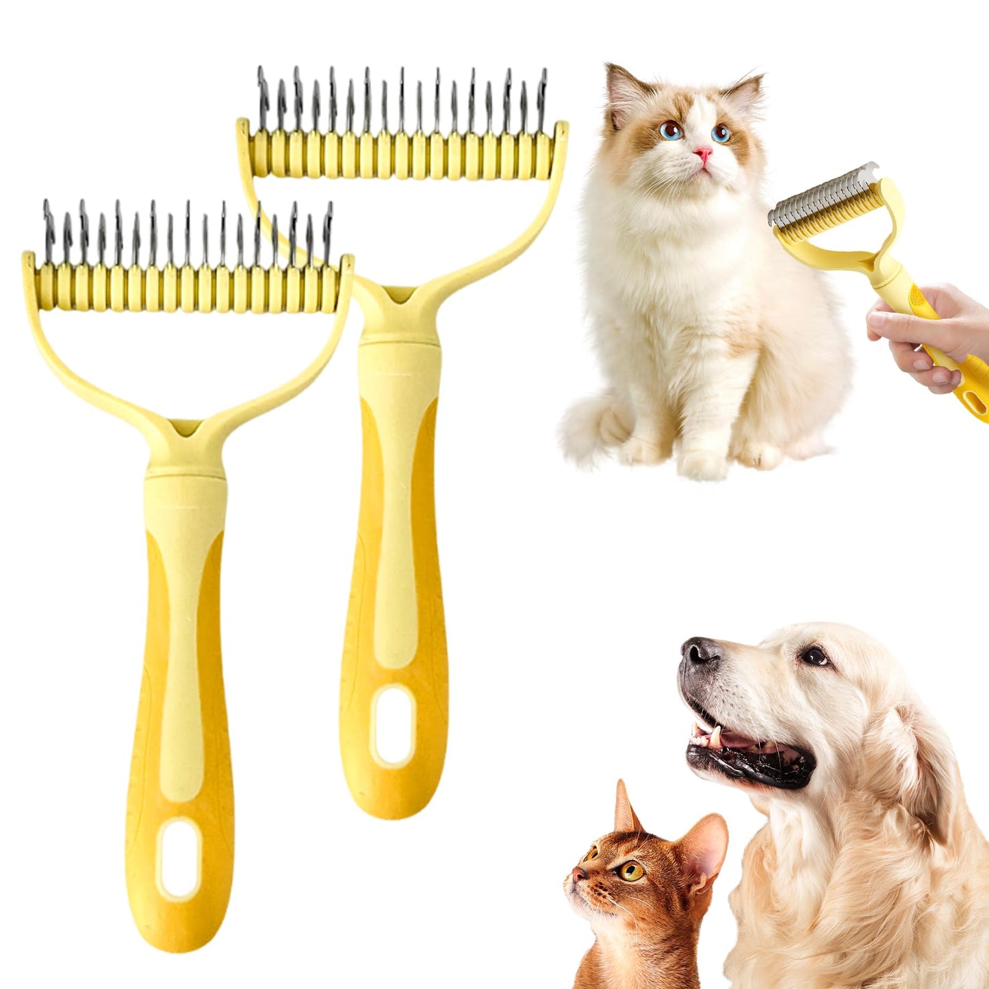 Double-Sided Pet Deshedding & Dematting Brush