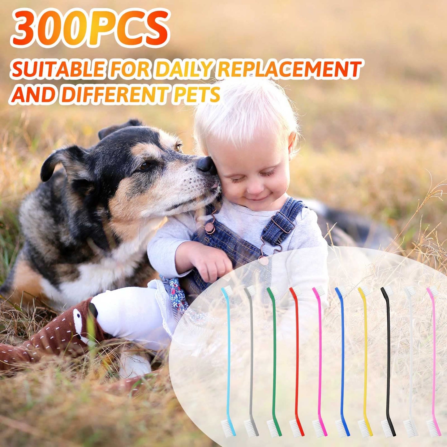 Dual Head Pet Toothbrush Kit For Daily Care