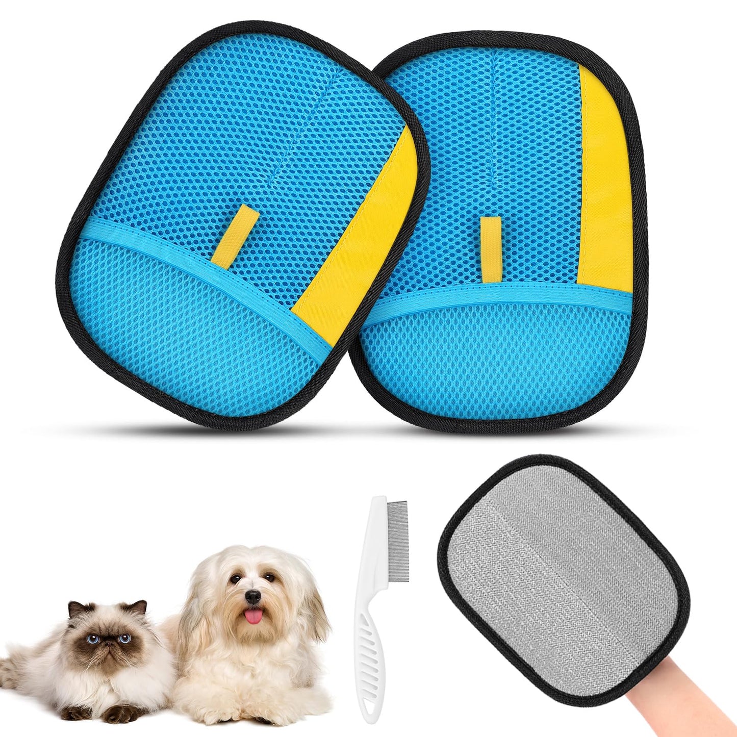 2-Pack Reusable Pet Hair Removal Grooming Gloves