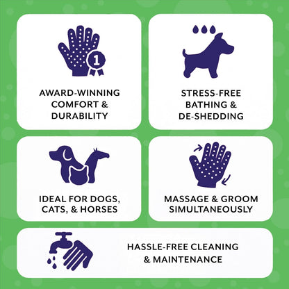 Pet Grooming Gloves For Shedding & Bathing