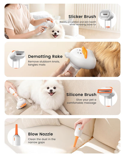 4-In-1 Self-Cleaning Pet Deshedding Vacuum Brush