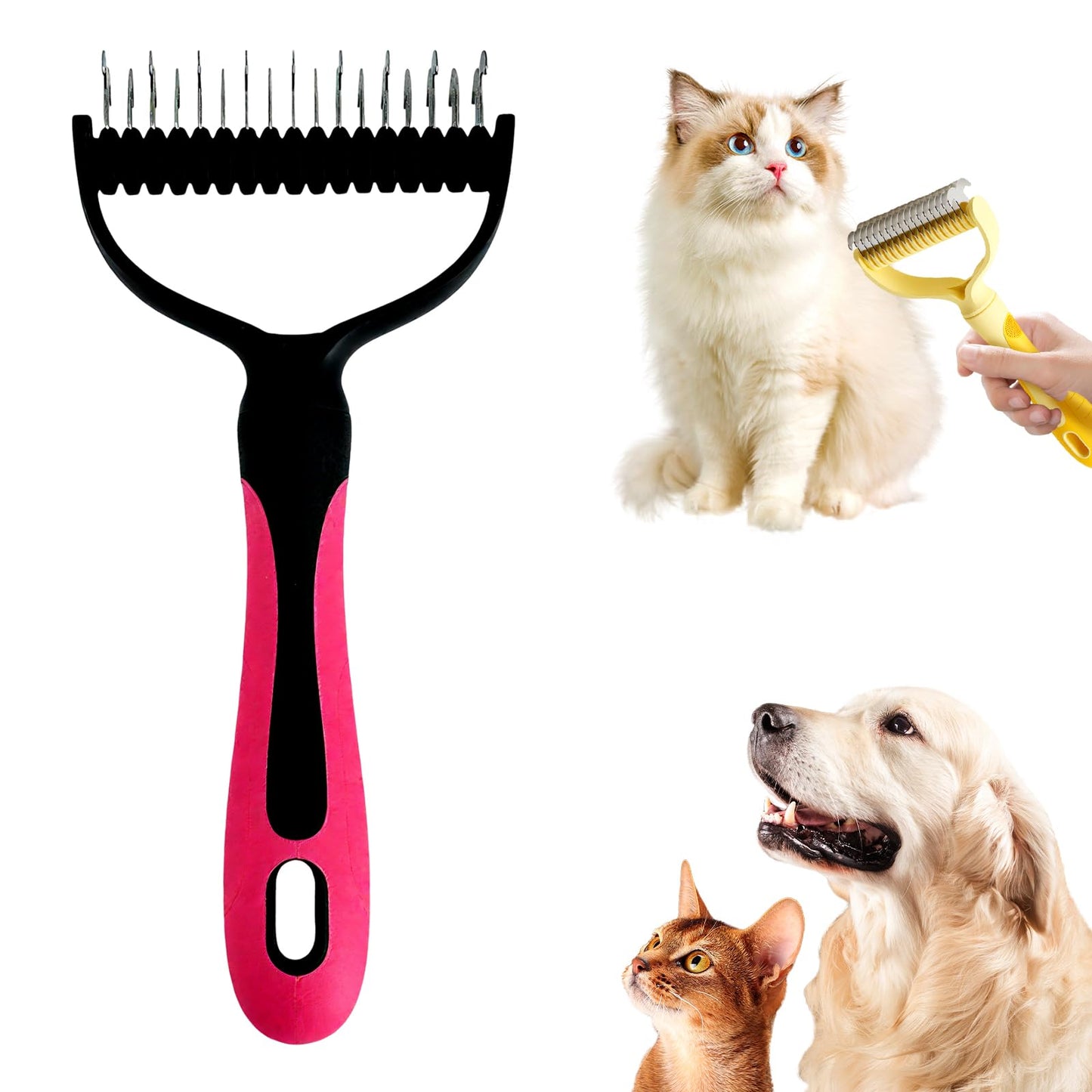 Double-Sided Pet Deshedding & Dematting Brush