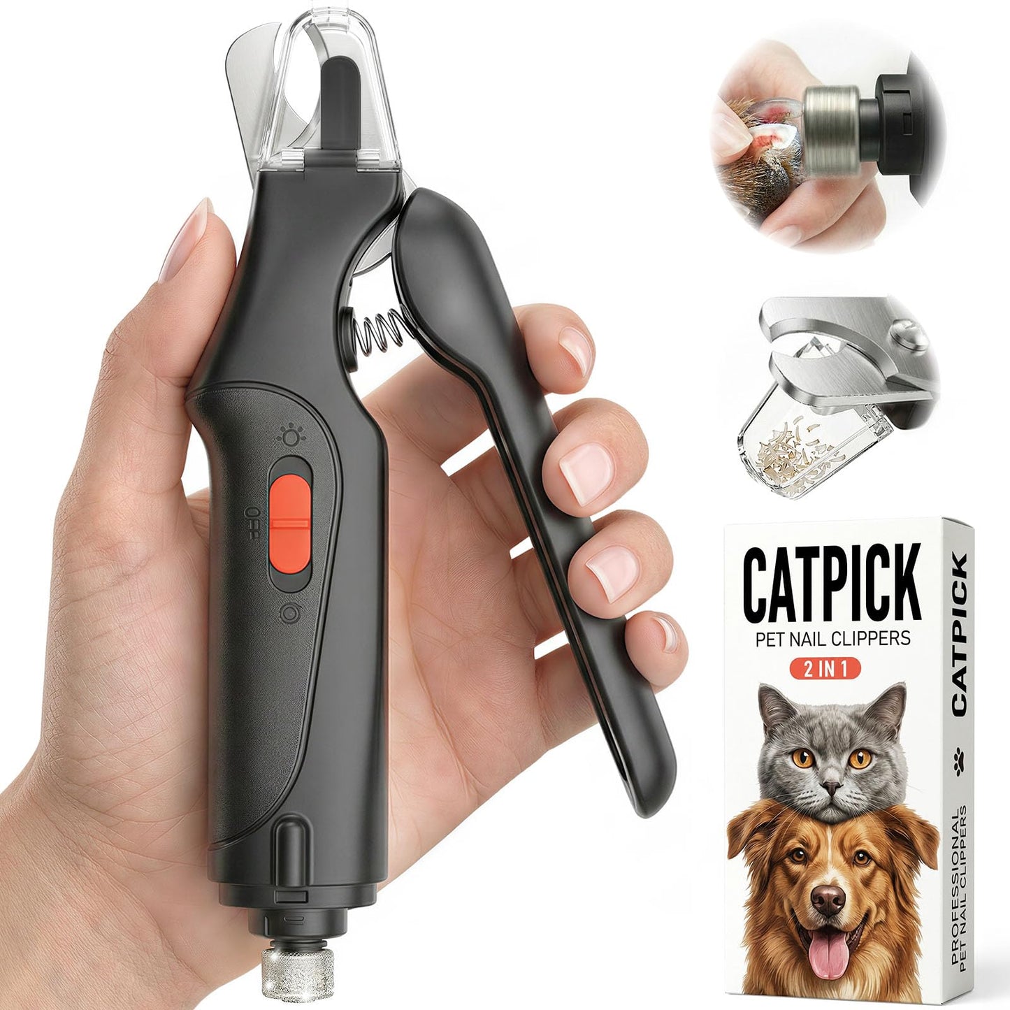 2-In-1 Pet Nail Clipper & Grinder With LED