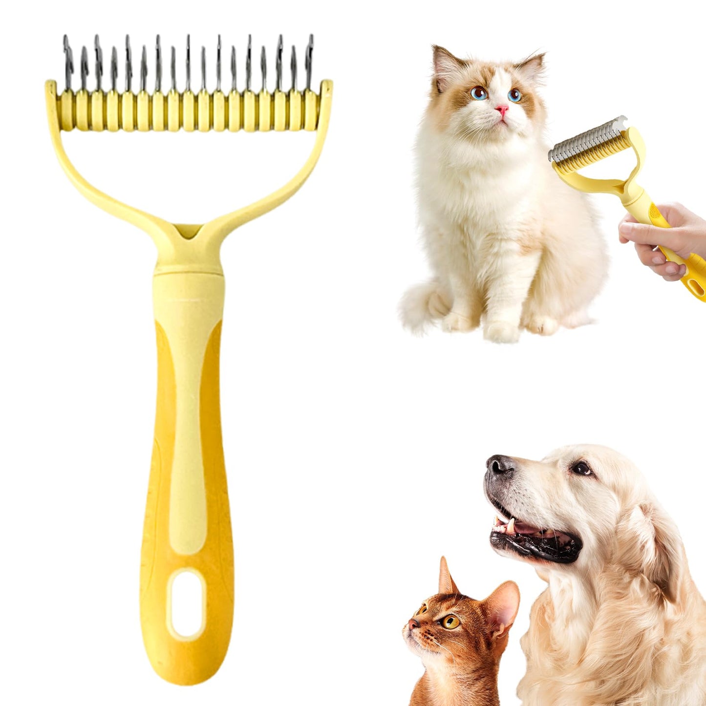 Double-Sided Pet Deshedding & Dematting Brush
