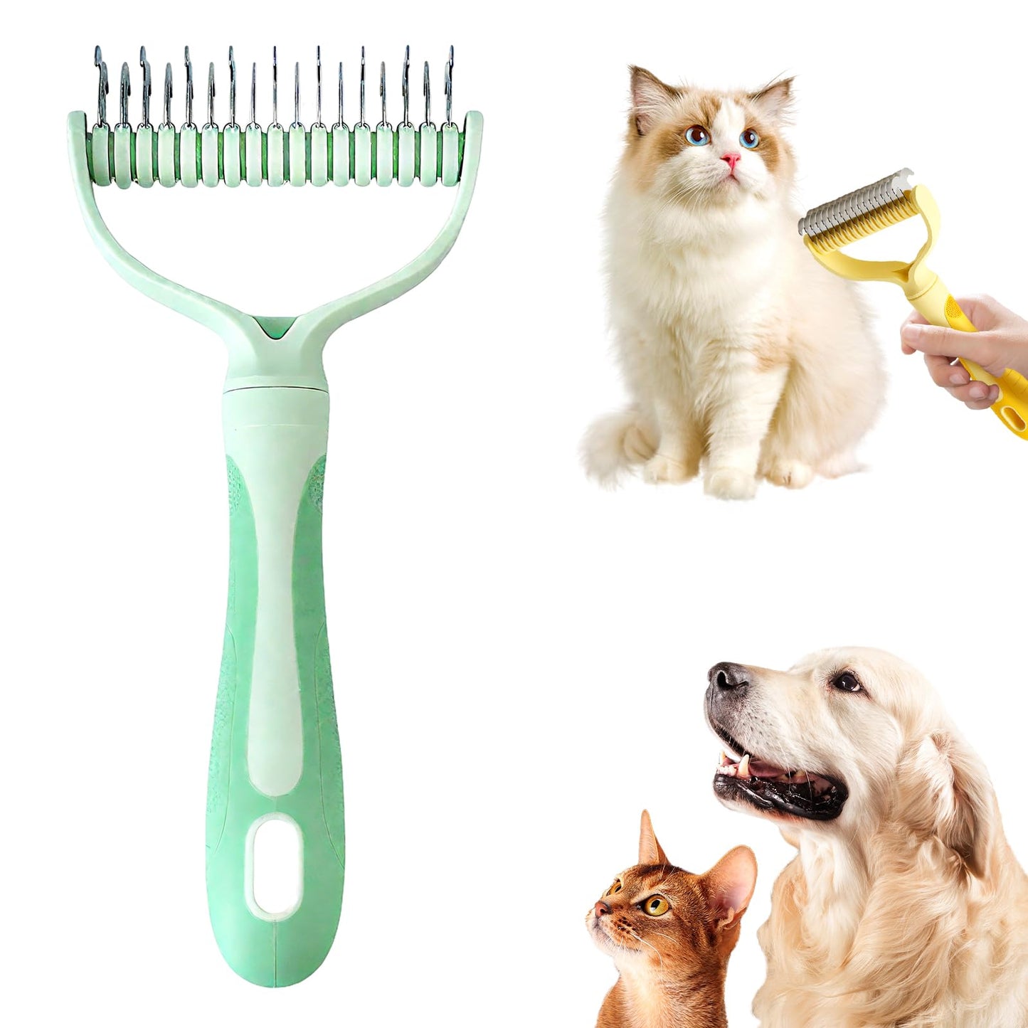 Double-Sided Pet Deshedding & Dematting Brush