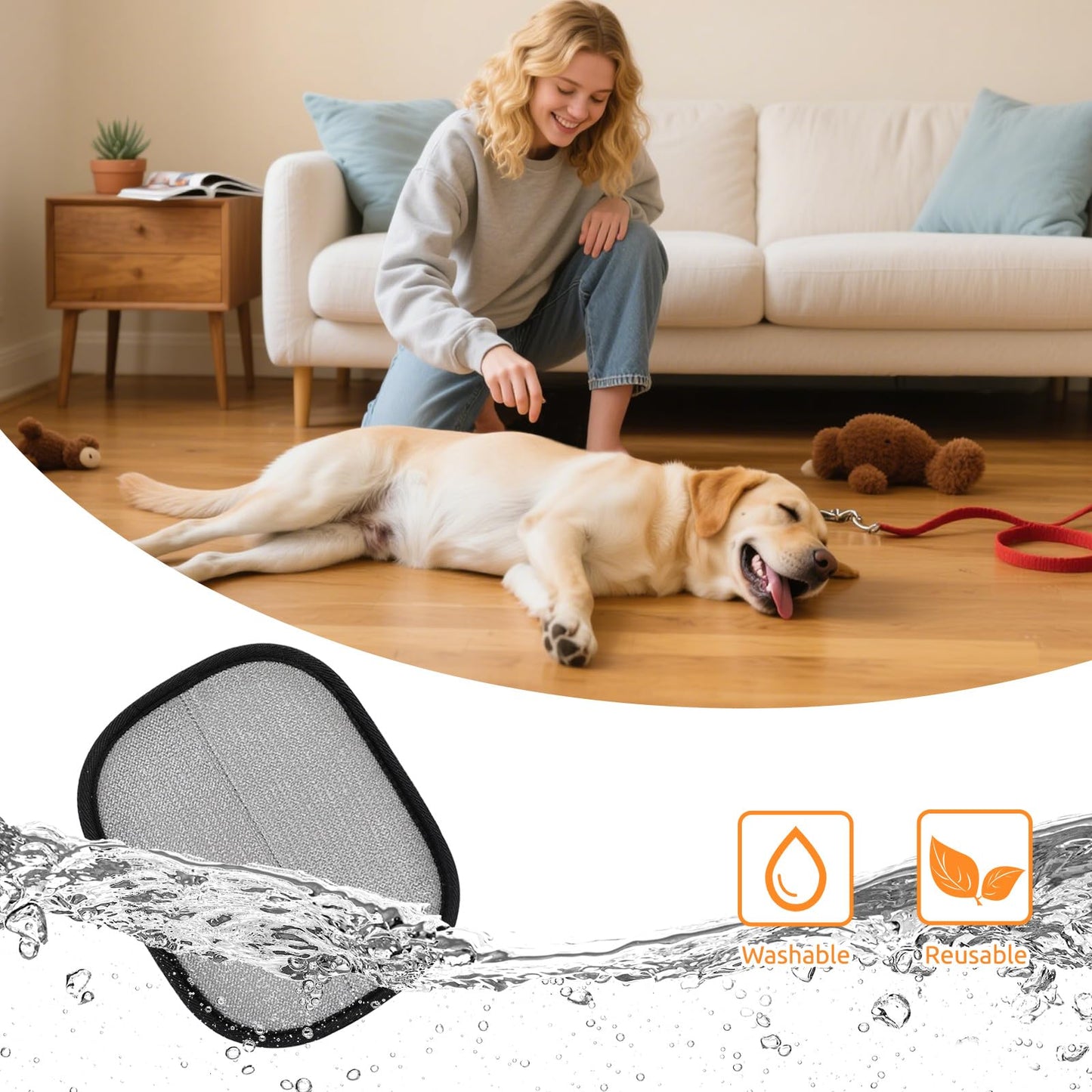 2-Pack Reusable Pet Hair Removal Grooming Gloves