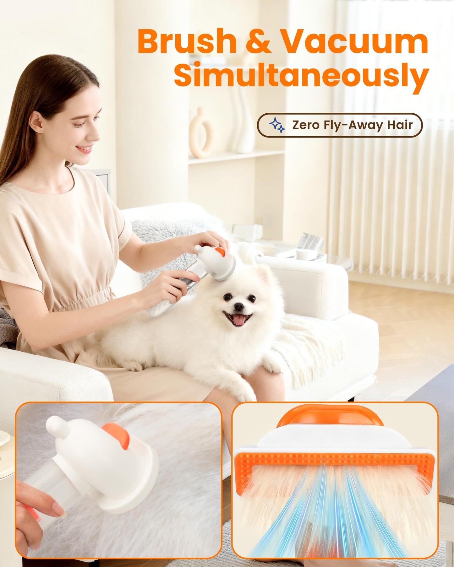 4-In-1 Self-Cleaning Pet Deshedding Vacuum Brush