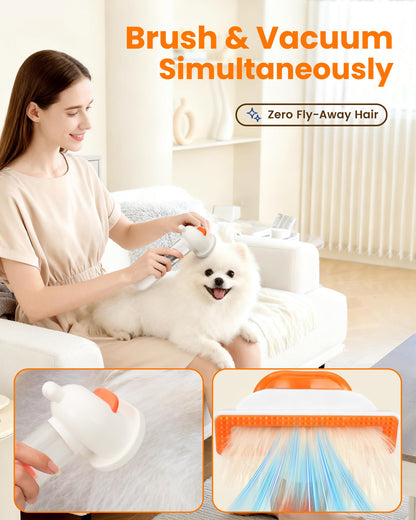 4-In-1 Self-Cleaning Pet Deshedding Vacuum Brush
