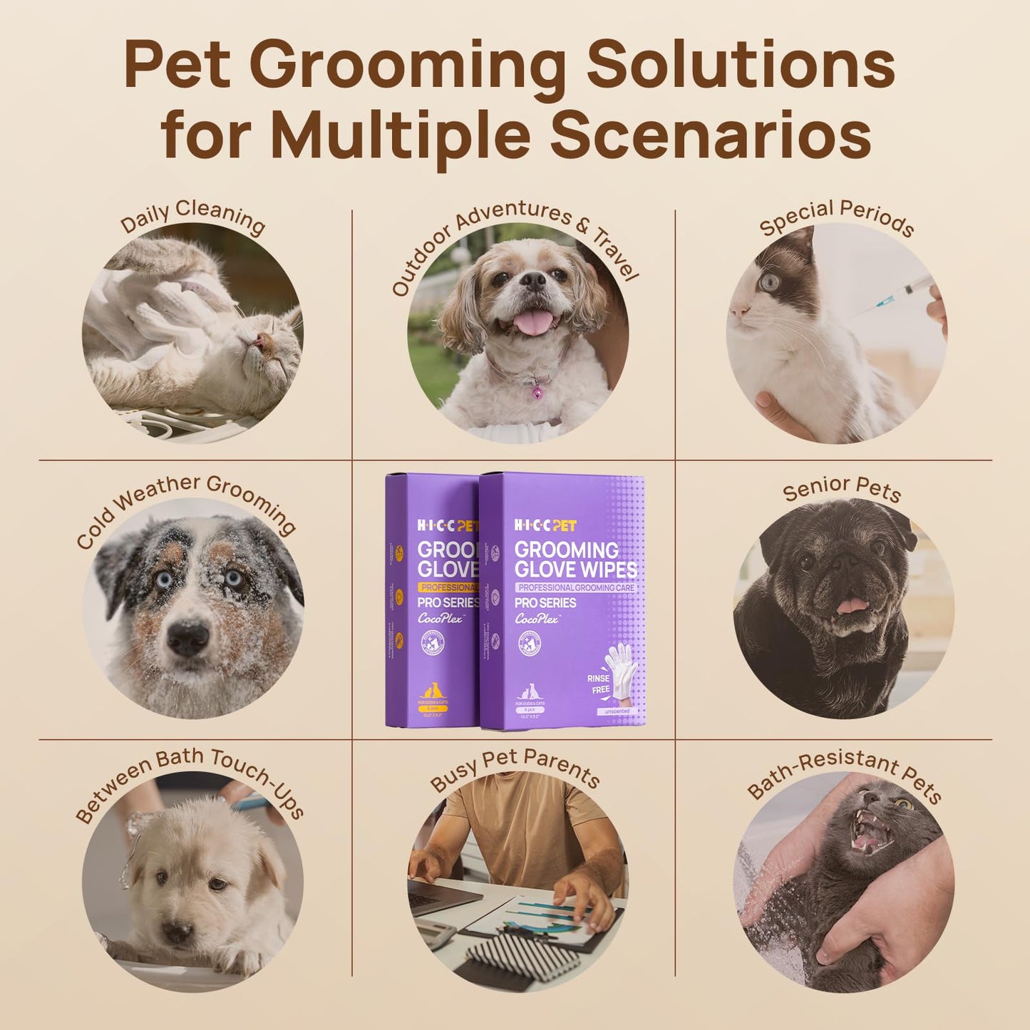 HICC PET Dog Bath Wipes Cleaning Deodorizing
