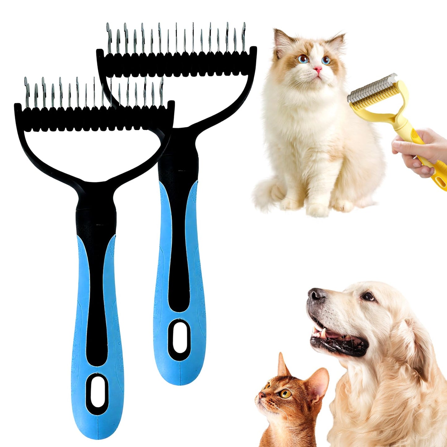 Double-Sided Pet Deshedding & Dematting Brush