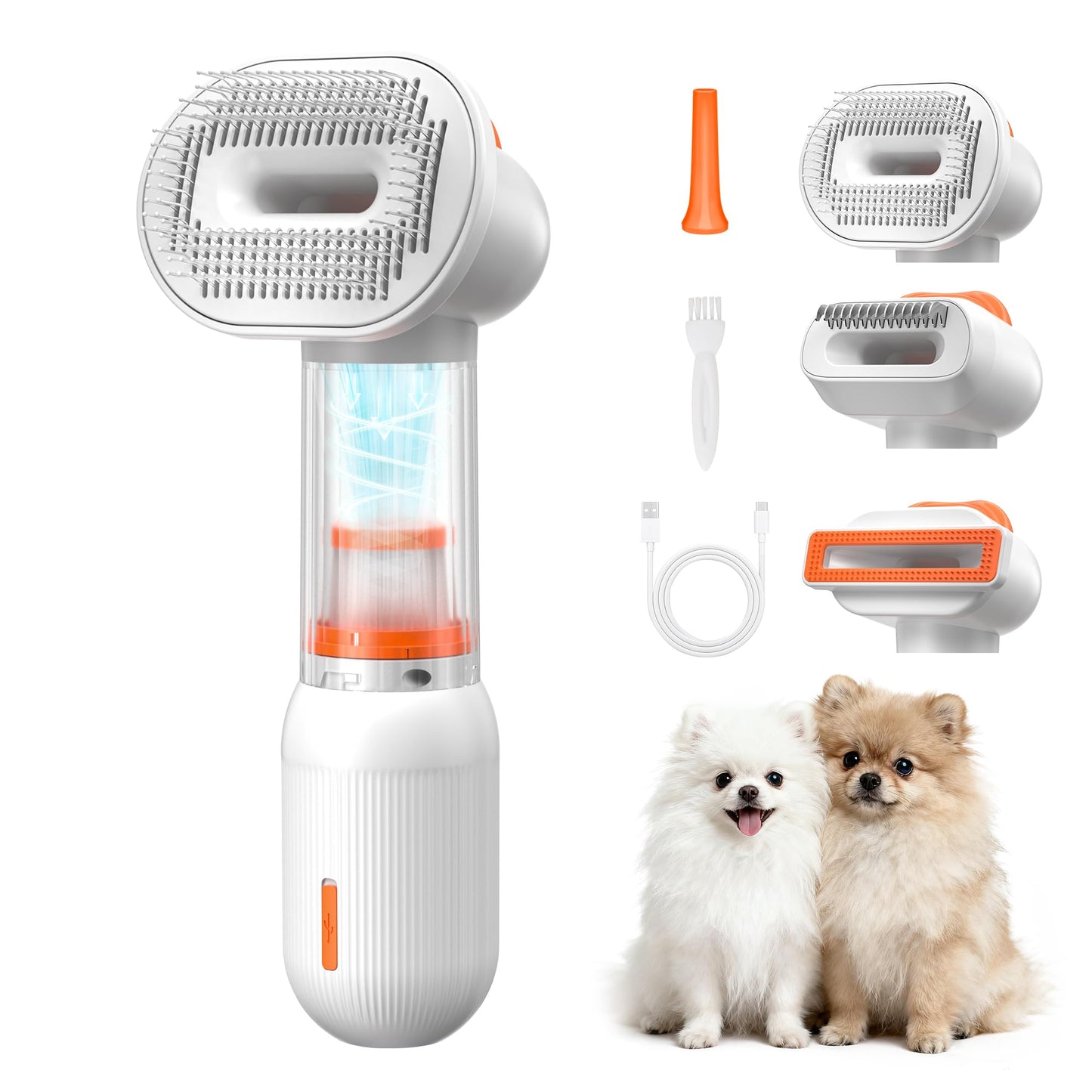 4-In-1 Self-Cleaning Pet Deshedding Vacuum Brush