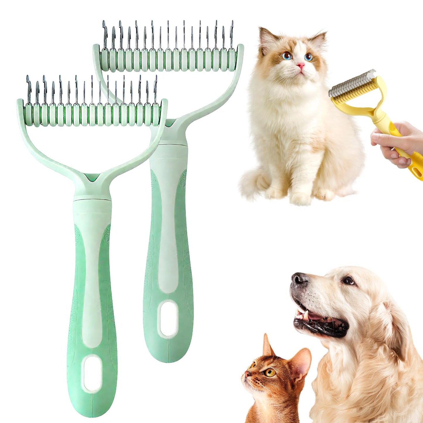 Double-Sided Pet Deshedding & Dematting Brush