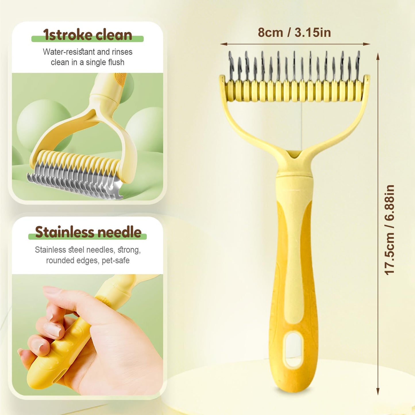 Double-Sided Pet Deshedding & Dematting Brush