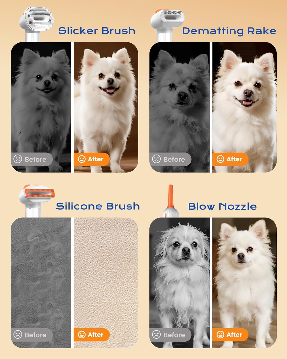 4-In-1 Self-Cleaning Pet Deshedding Vacuum Brush