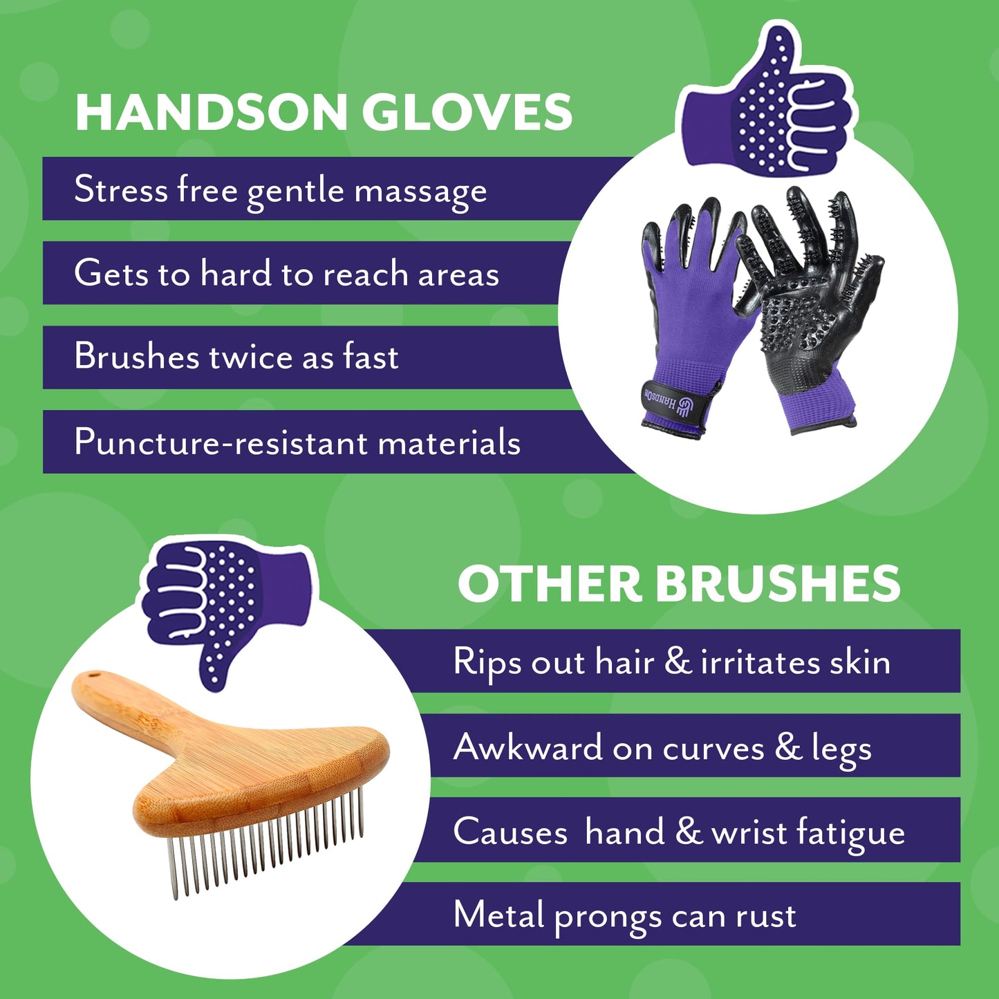 Pet Grooming Gloves For Shedding & Bathing