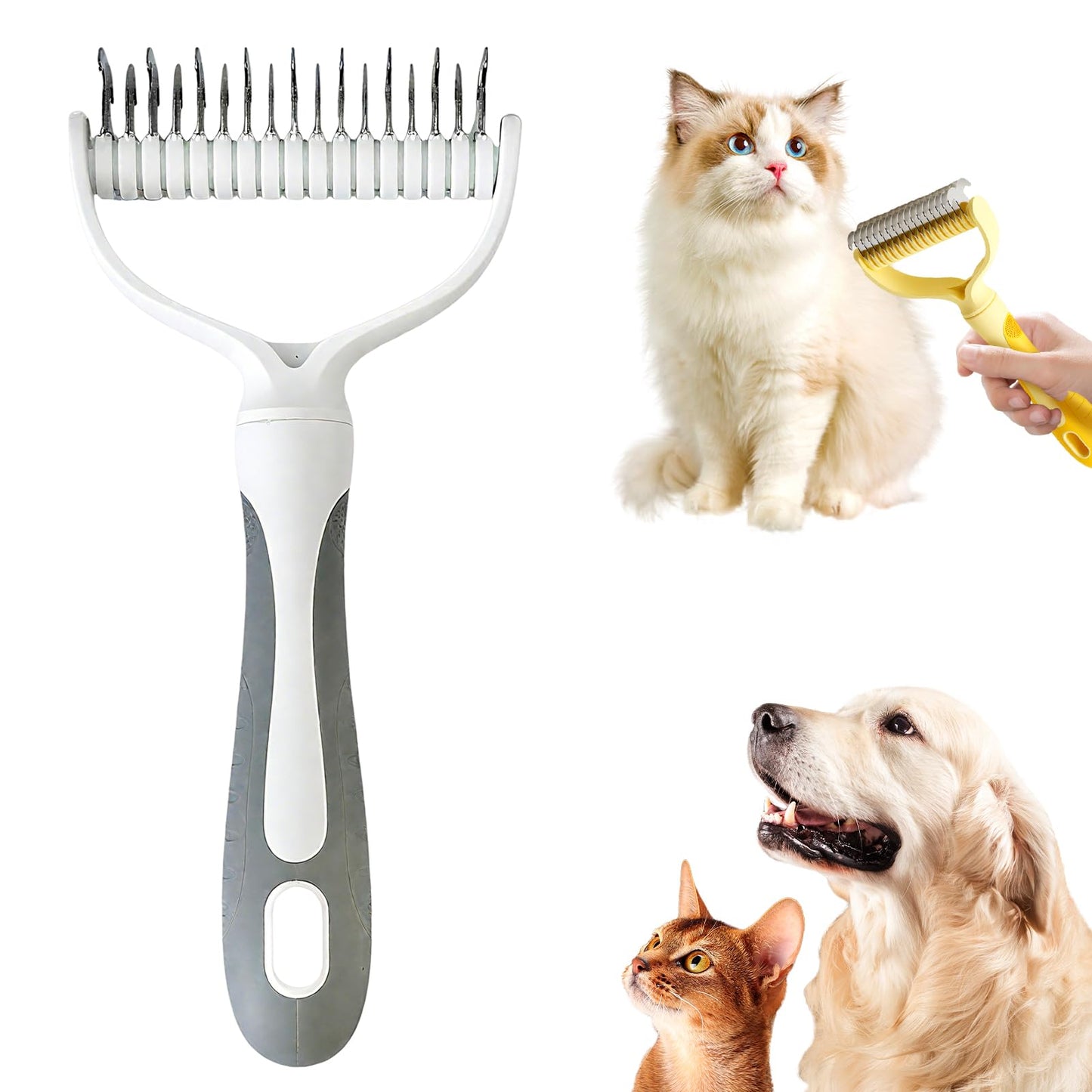 Double-Sided Pet Deshedding & Dematting Brush