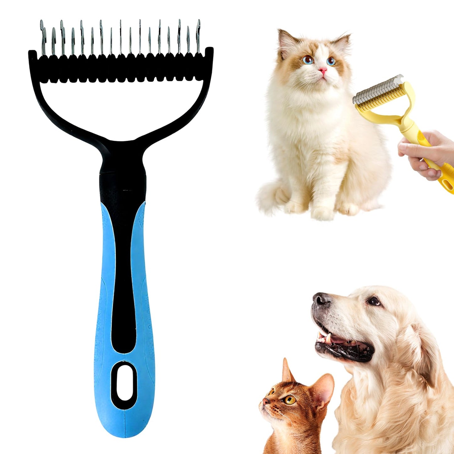 Double-Sided Pet Deshedding & Dematting Brush