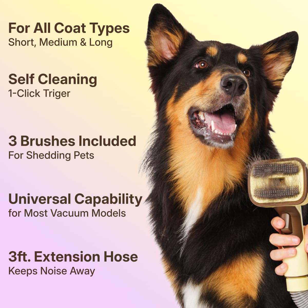 3-In-1 Pet Grooming Vacuum Brush For All Coats