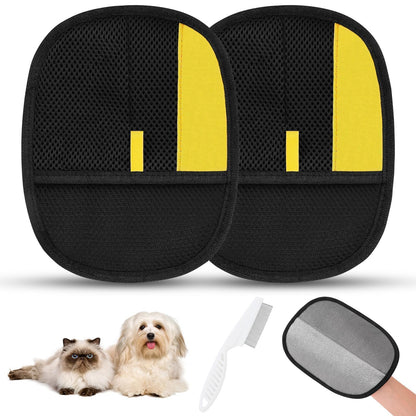 2-Pack Reusable Pet Hair Removal Grooming Gloves