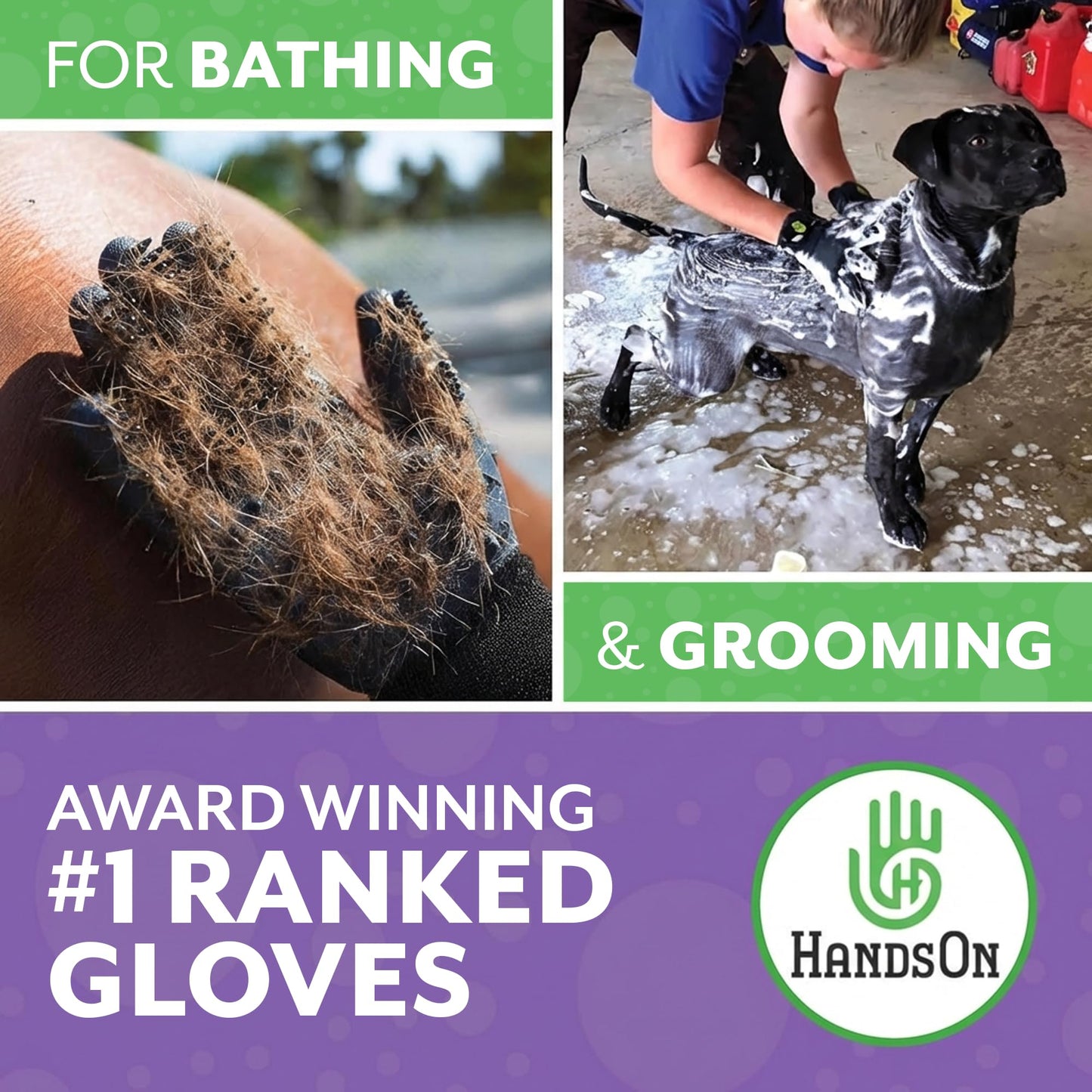 Pet Grooming Gloves For Shedding & Bathing