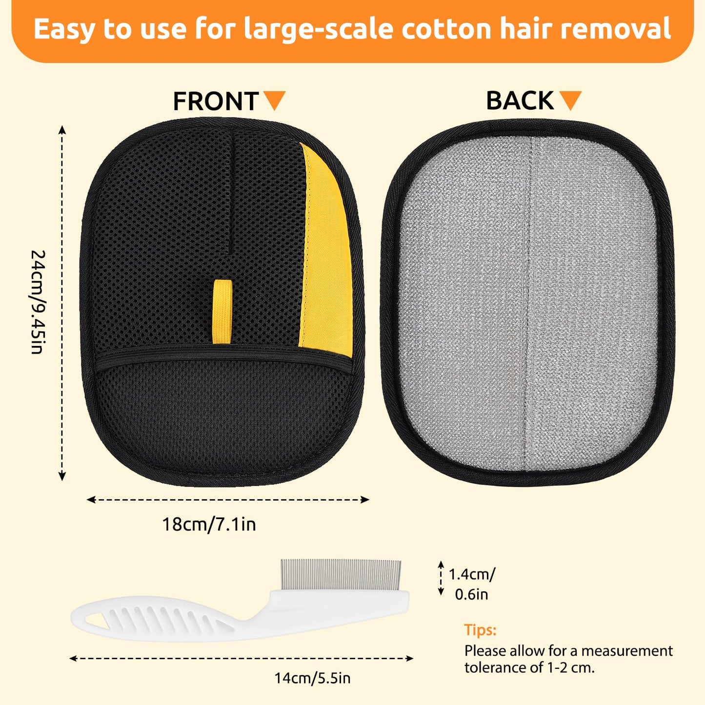 2-Pack Reusable Pet Hair Removal Grooming Gloves