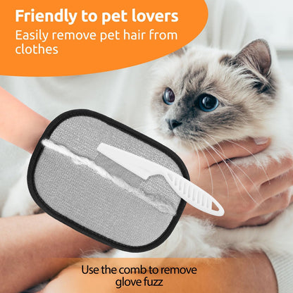 2-Pack Reusable Pet Hair Removal Grooming Gloves