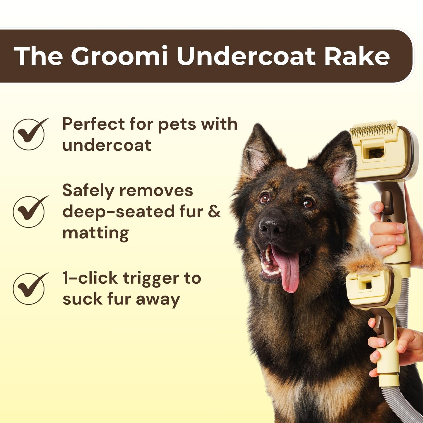3-In-1 Pet Grooming Vacuum Brush For All Coats
