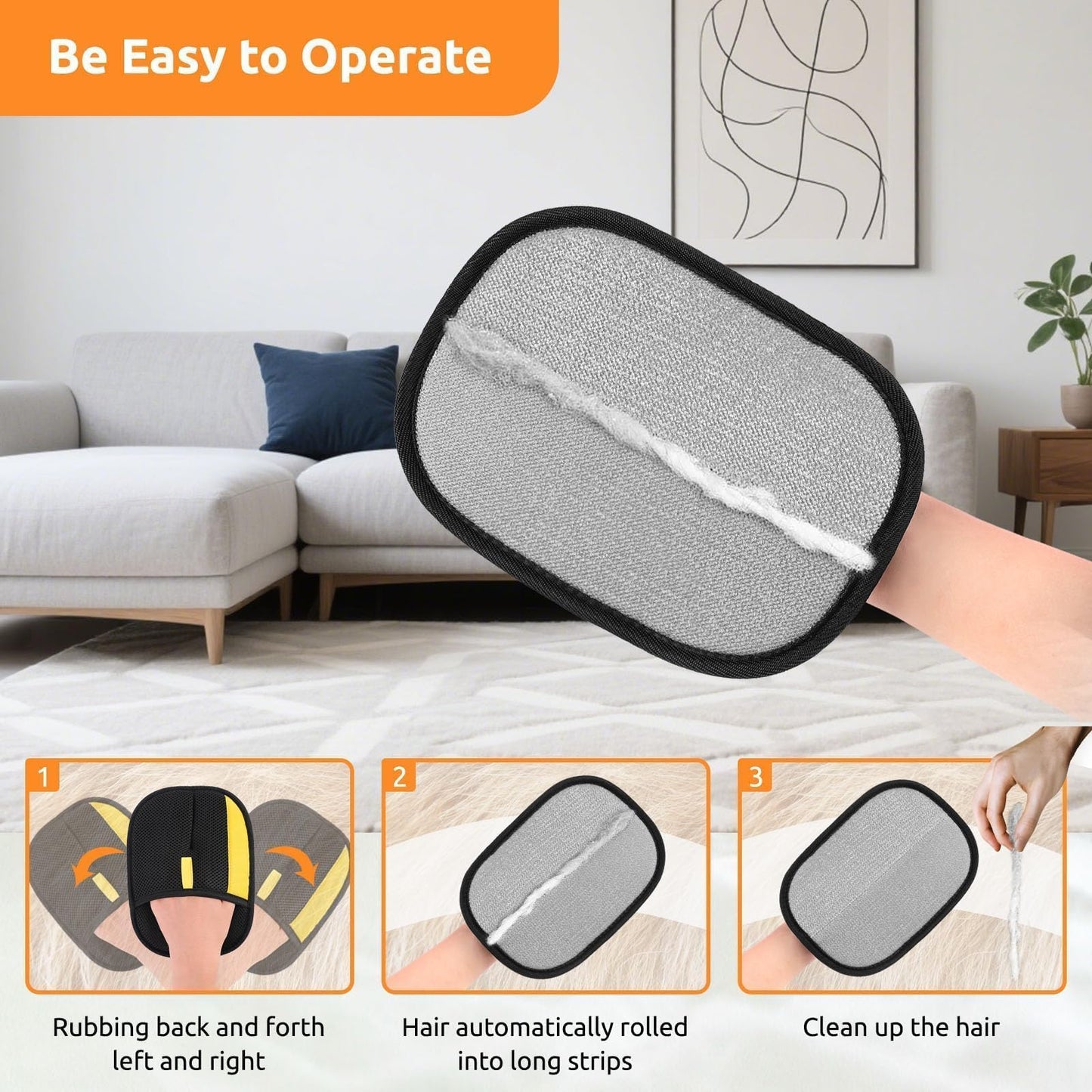 2-Pack Reusable Pet Hair Removal Grooming Gloves
