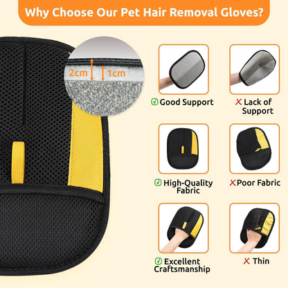2-Pack Reusable Pet Hair Removal Grooming Gloves