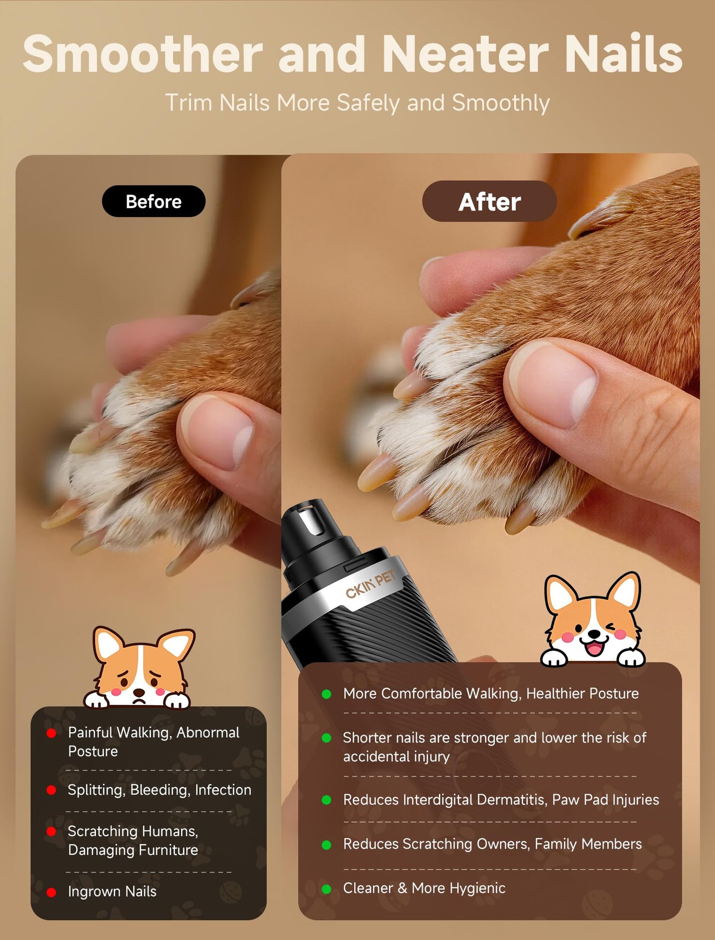 Quiet LED Pet Nail Grinder For Dogs & Cats